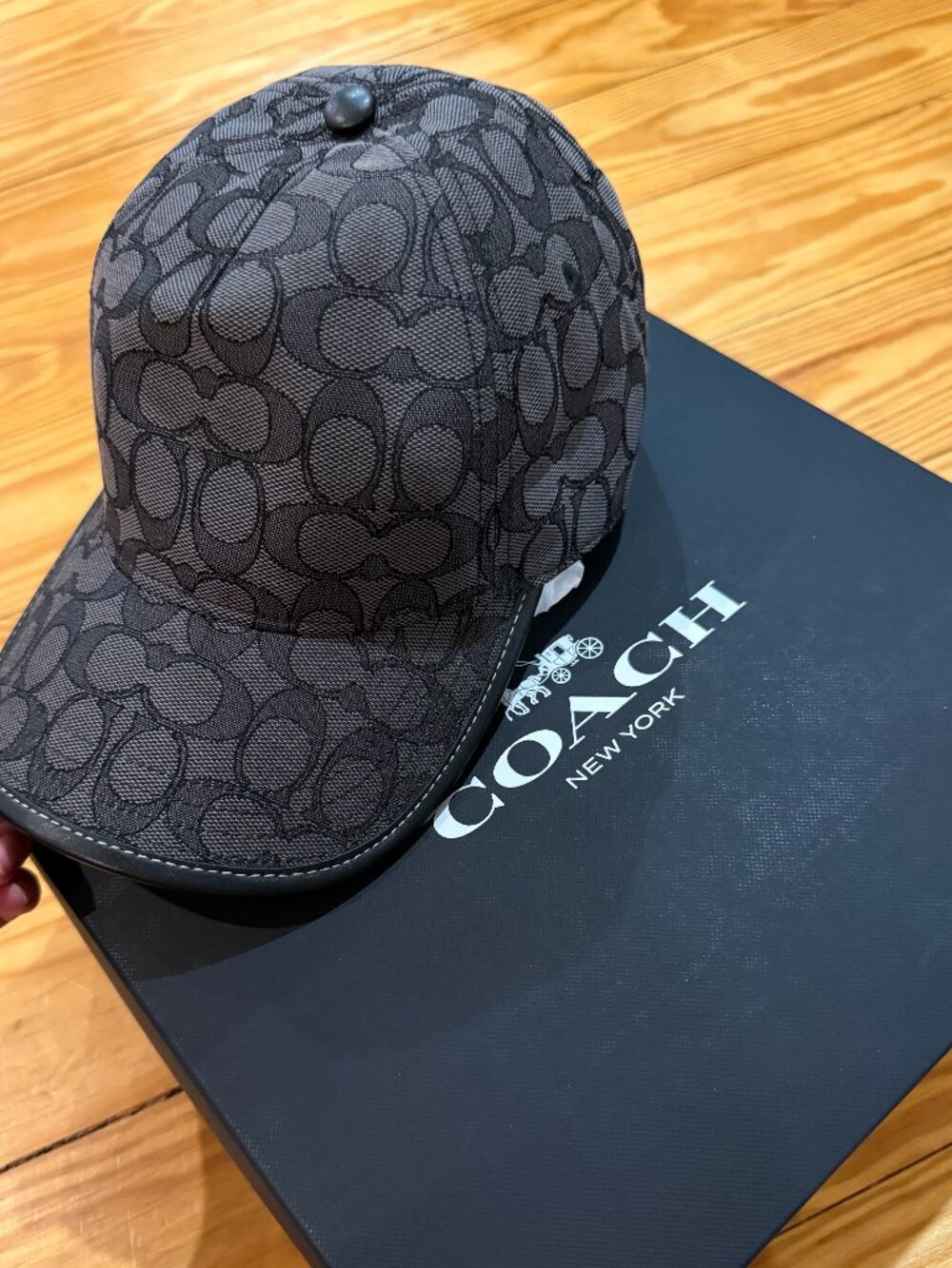 Coach Signature Jacquard Baseball Hat Charcoal - Unisex - Picture 2 of 12